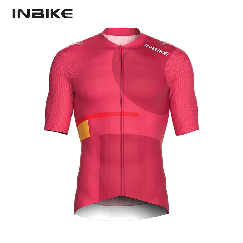 INBIKE 2024 Summer Cycling Jersey Men Short Sleeve Quick-dry Men's Bicycle Riding Shirts with 3 Pockets Full Zipper MTB Clothing