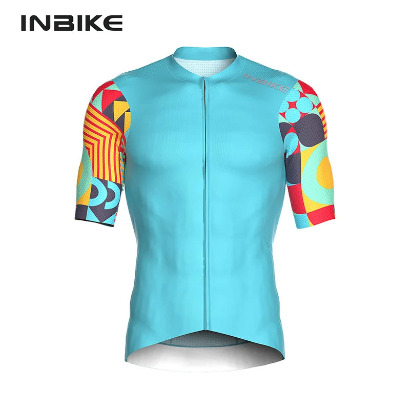 INBIKE 2024 Summer Cycling Jersey Men Short Sleeve Quick-dry Men's Bicycle Riding Shirts with 3 Pockets Full Zipper MTB Clothing