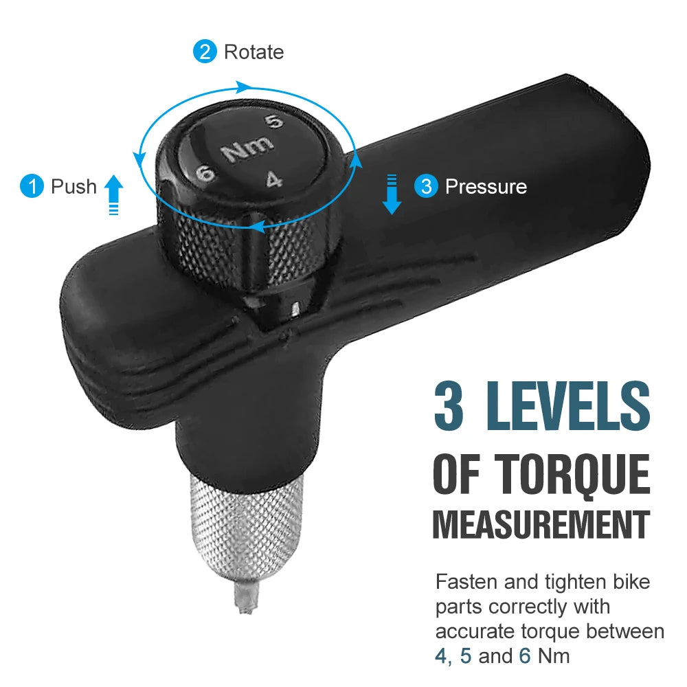Llave dinamométrica ajustable para bicicletas de 4/5/6 Nm.